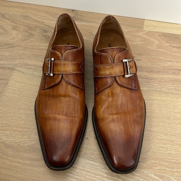 Magnanni Men's Manning Monk Strap Dress Shoes Cognac Brown Leather Size 11 - Picture 3 of 10